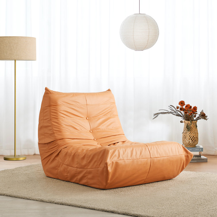 Tan leather bean bag chair hot sale